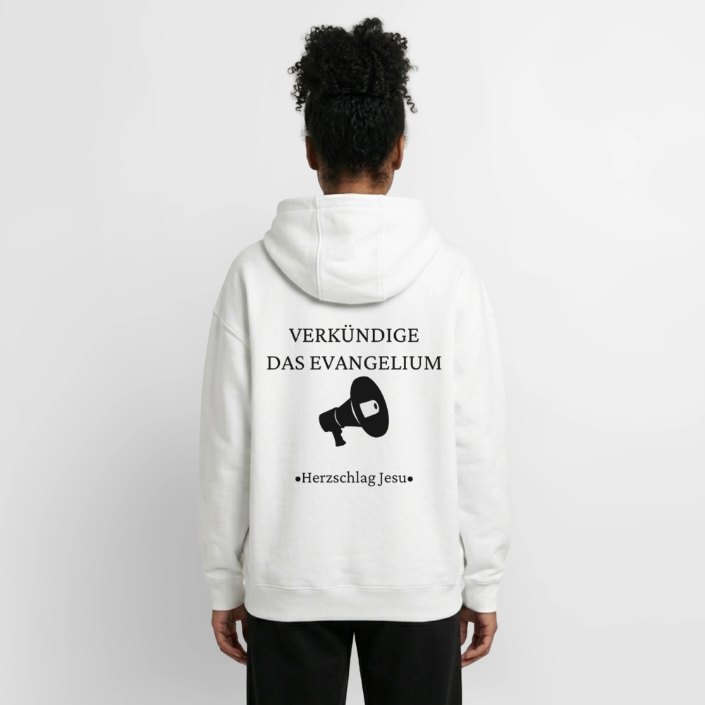 Oversized Heavyweight Kapuzenjacke - Verkündige das Evangelium - Weiß