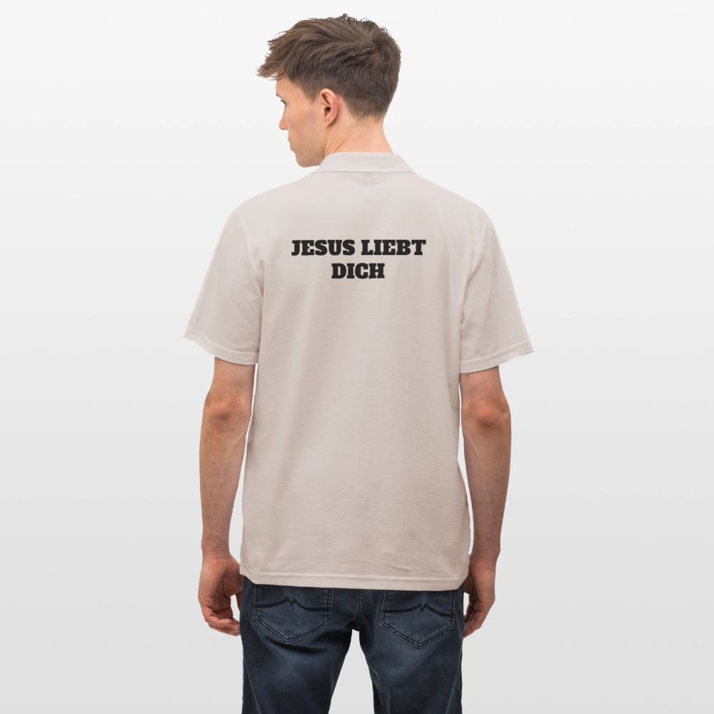 Männer Poloshirt - Jesus liebt dich - Beige