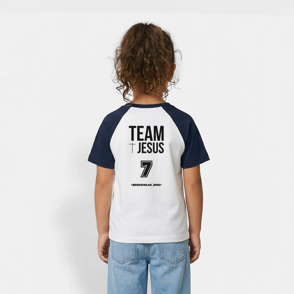 Kinder Baseball T-Shirt - Team Jesus 7 - Weiß/Navy