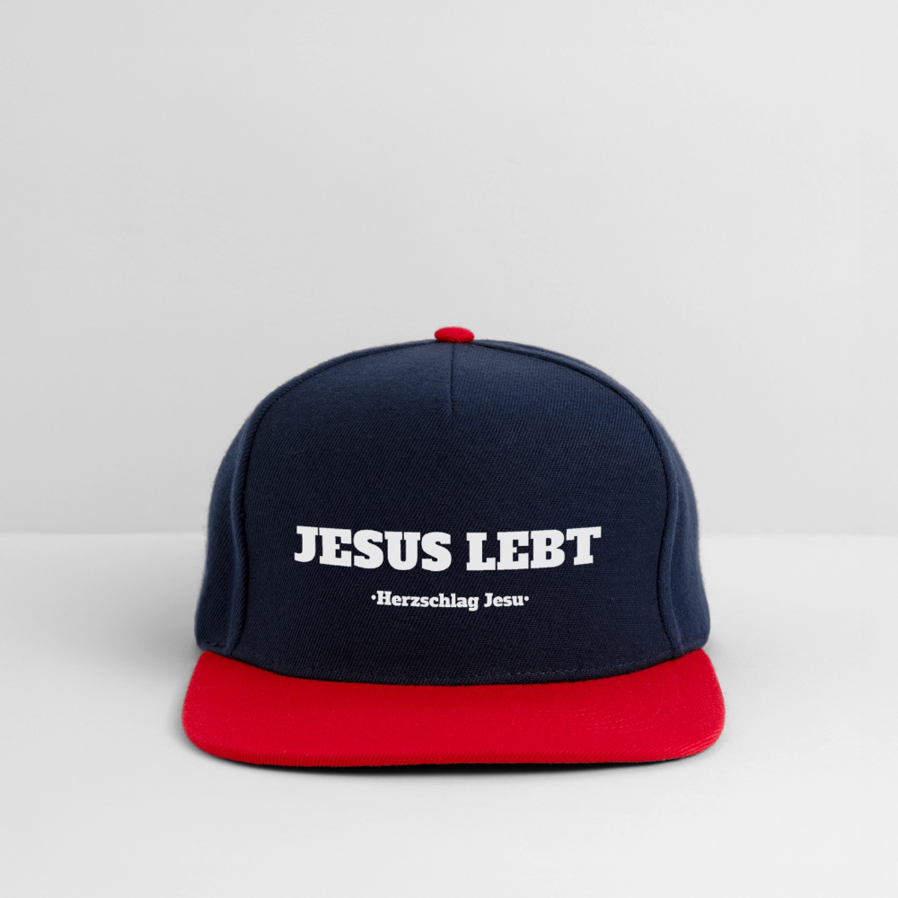 Snapback Cap - Jesus Lebt - Navy/Rot