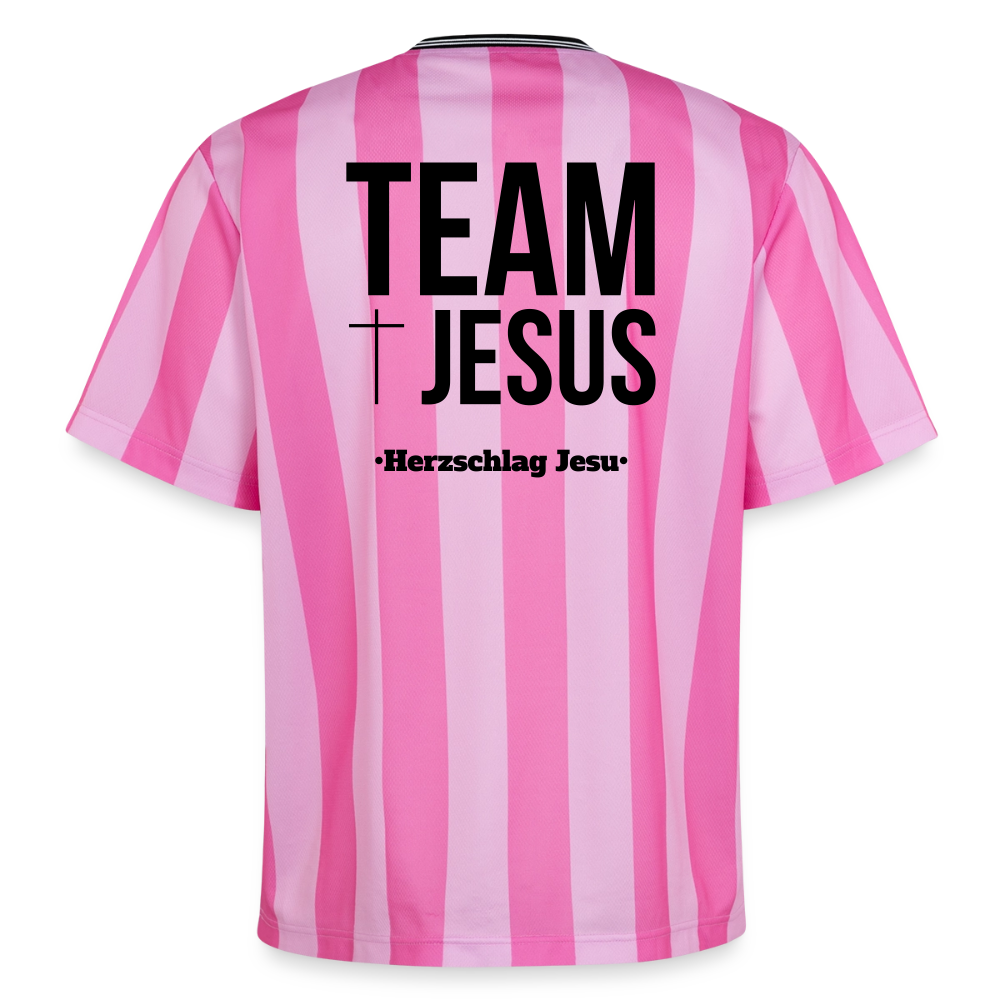 Football Style T-Shirt - Team Jesus - Rosa/Rosa Streifen