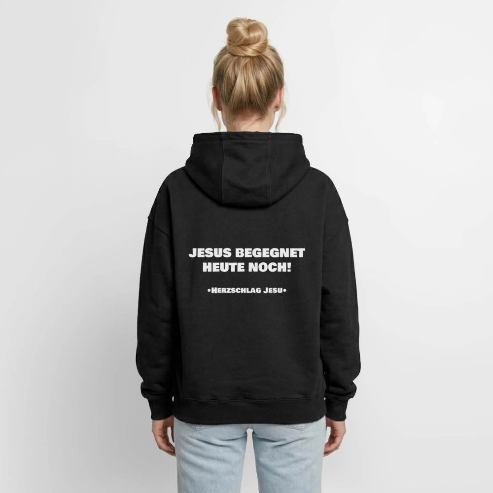 Oversized Heavyweight Kapuzenjacke - Jesus begegnet heute noch - Schwarz