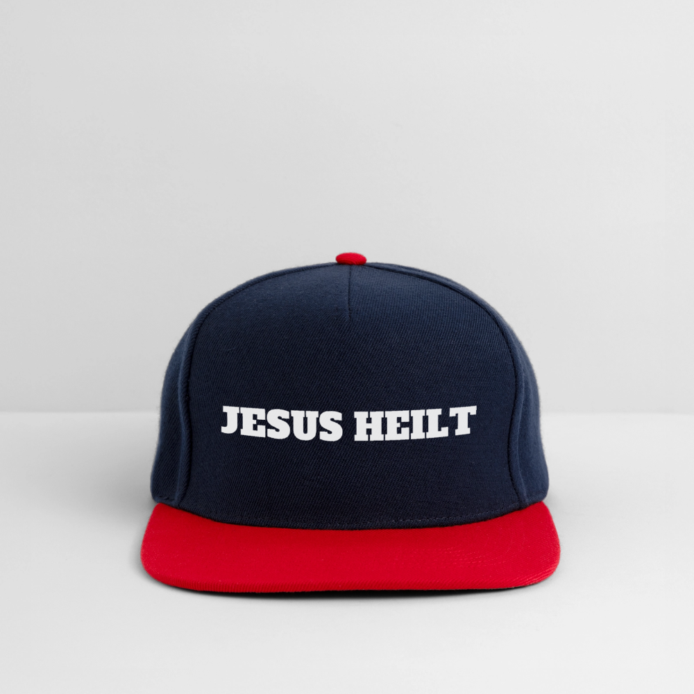 Snapback Cap - Jesus Heilt - Navy/Rot