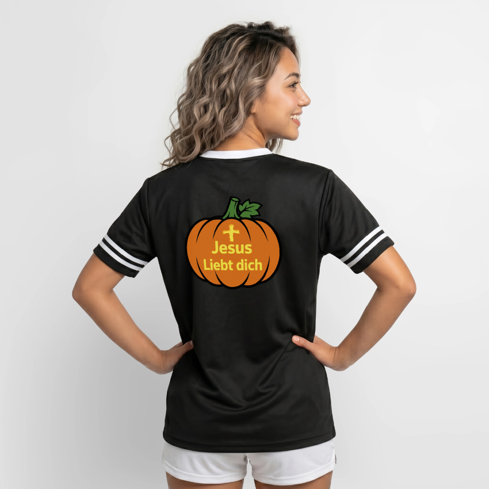 Football T-Shirt - Halloween Jesus Liebt dich Design - Schwarz/Weiß