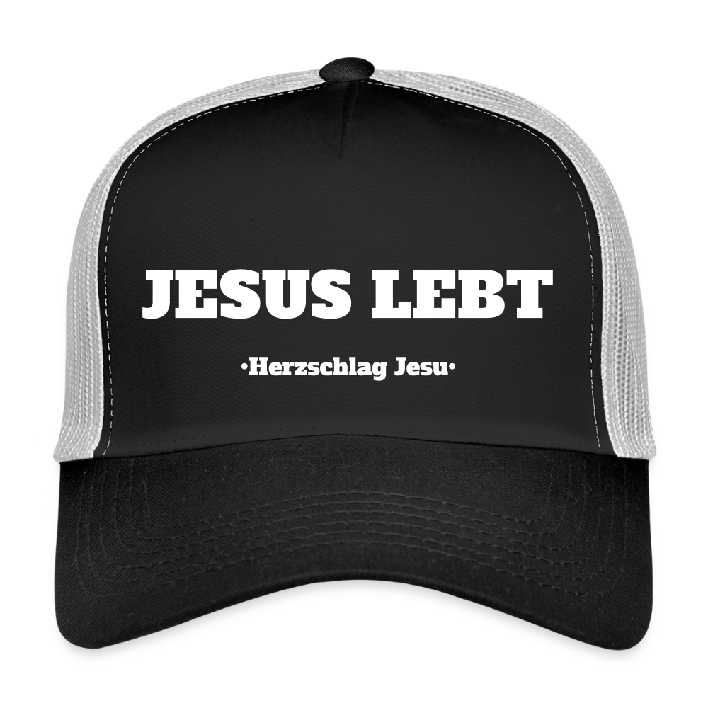 Trucker Cap - Jesus Lebt - Schwarz/Steingrau