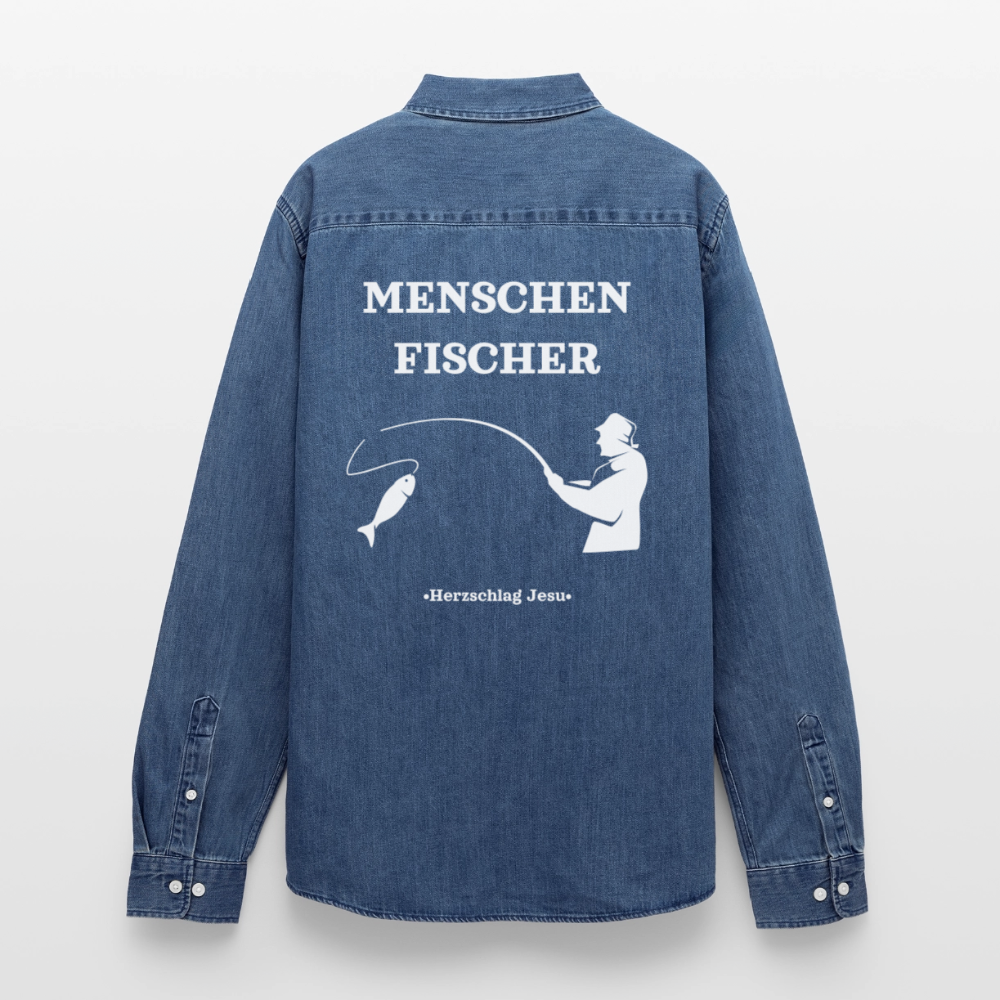 Männer Jeanshemd - Menschen Fischer - verwaschenes Mittelblau 