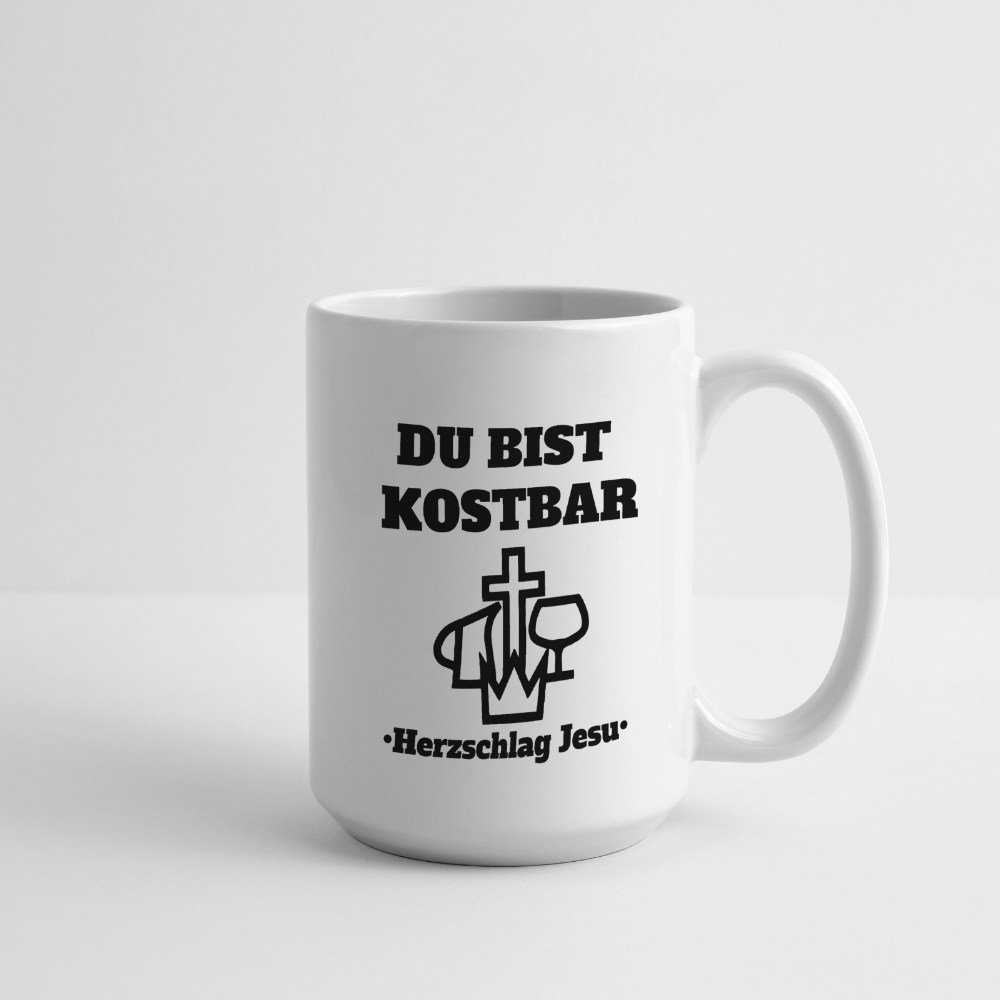 Große Panoramatasse 440 ml - Du bist Kostbar - Weiß