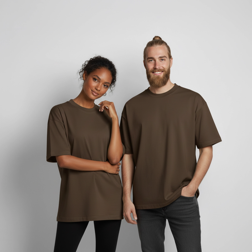 Premium Boxy Heavyweight Organic T-Shirt  -  Jesus begegnet heute noch! - Dunkelbraun