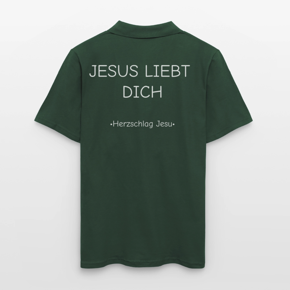Männer Poloshirt - Jesus liebt dich - Tannengrün