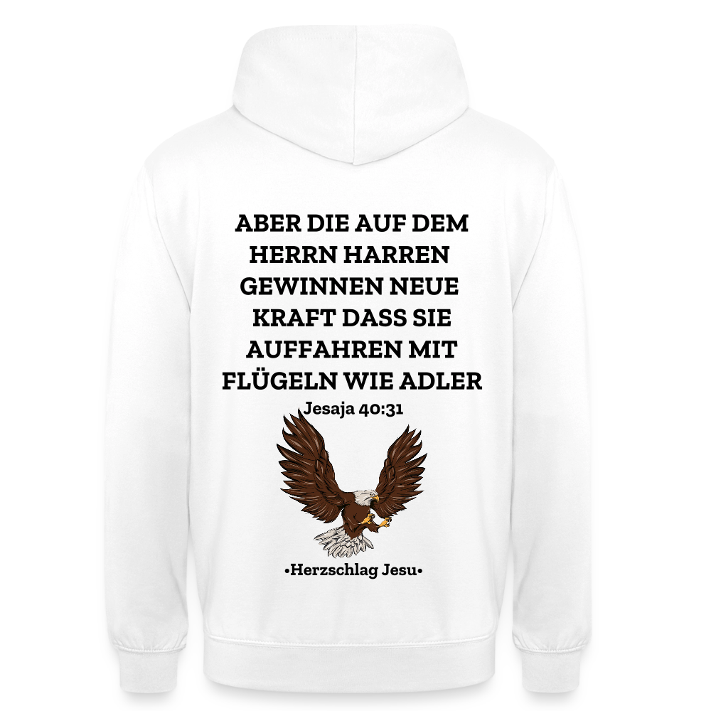 Unisex Hoodie - Jesaja 40:31 - Mit Adler - Weiß