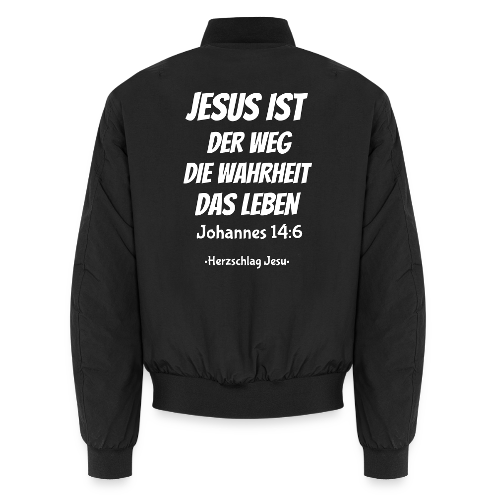 Unisex Bomberjacke - Johannes 14:6 Jesus ist der weg, die Wahrheit, das Leben - Schwarz