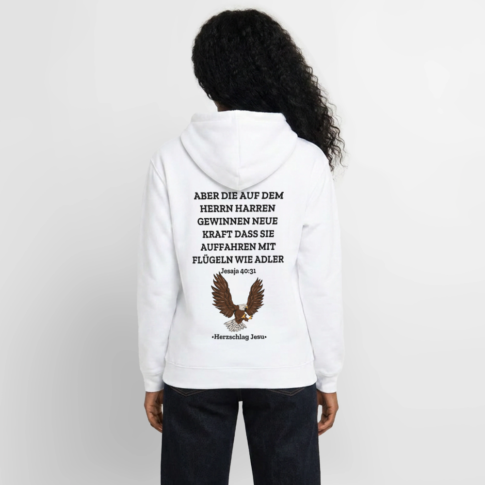 Unisex Hoodie - Jesaja 40:31 - Mit Adler - Weiß