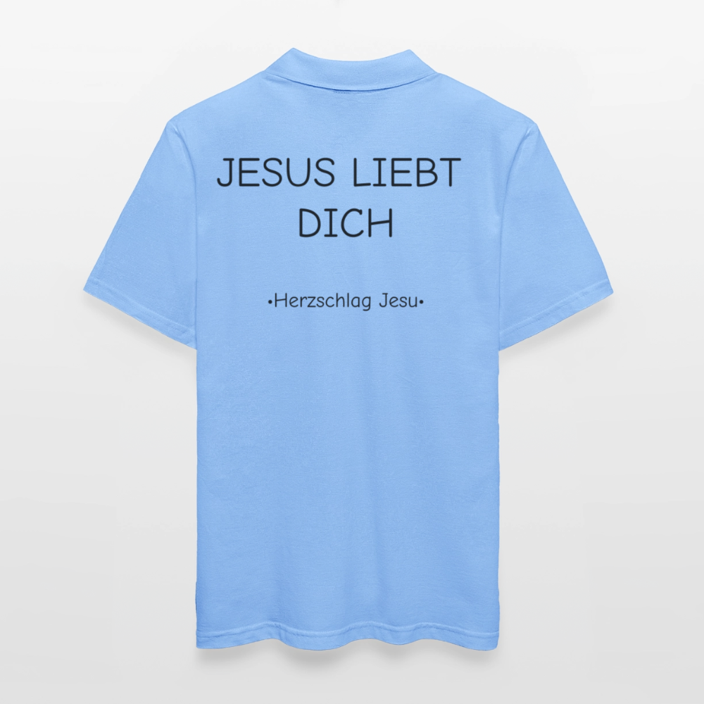 Männer Poloshirt - Jesus liebt dich - Himmelblau