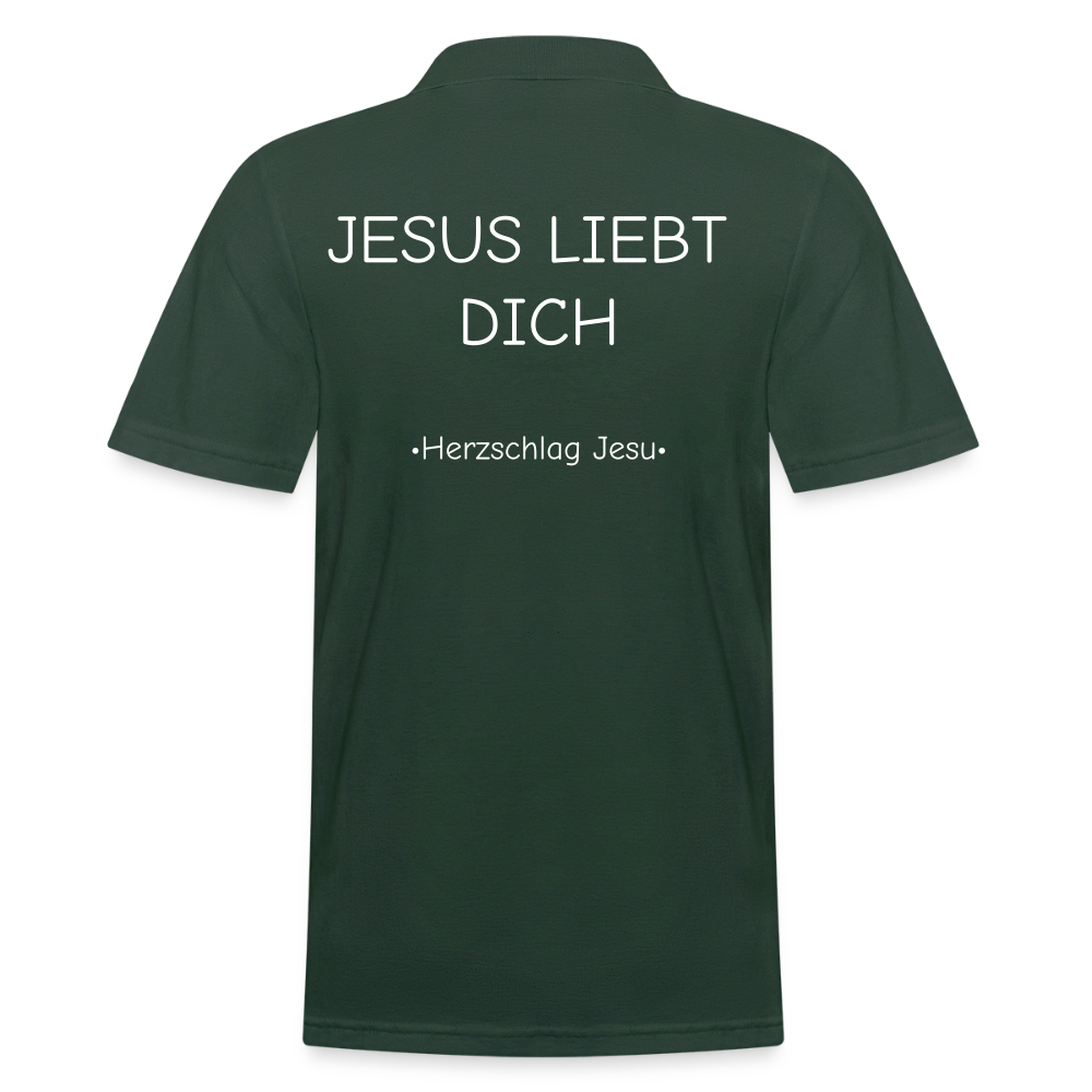 Männer Poloshirt - Jesus liebt dich - Tannengrün