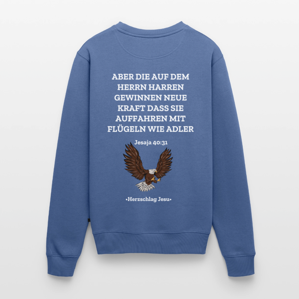 Männer Premium Pullover - Jesaja 40:31 mit Adler - Taubenblau