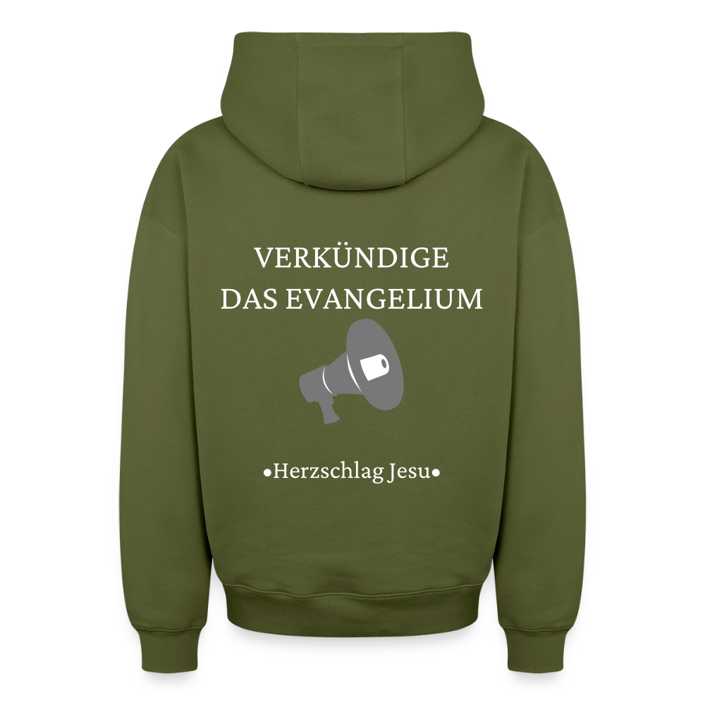 Oversized Heavyweight Kapuzenjacke - Verkündige das Evangelium - Khaki
