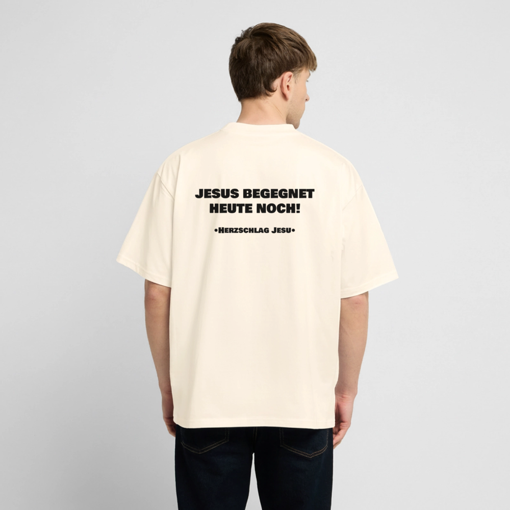 Oversized Heavyweight T-Shirt - Jesus begegnet heute noch! - Creme