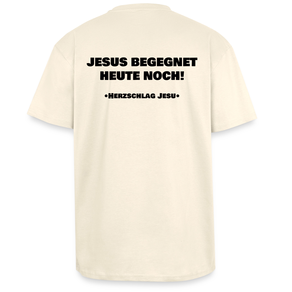 Oversized Heavyweight T-Shirt - Jesus begegnet heute noch! - Creme