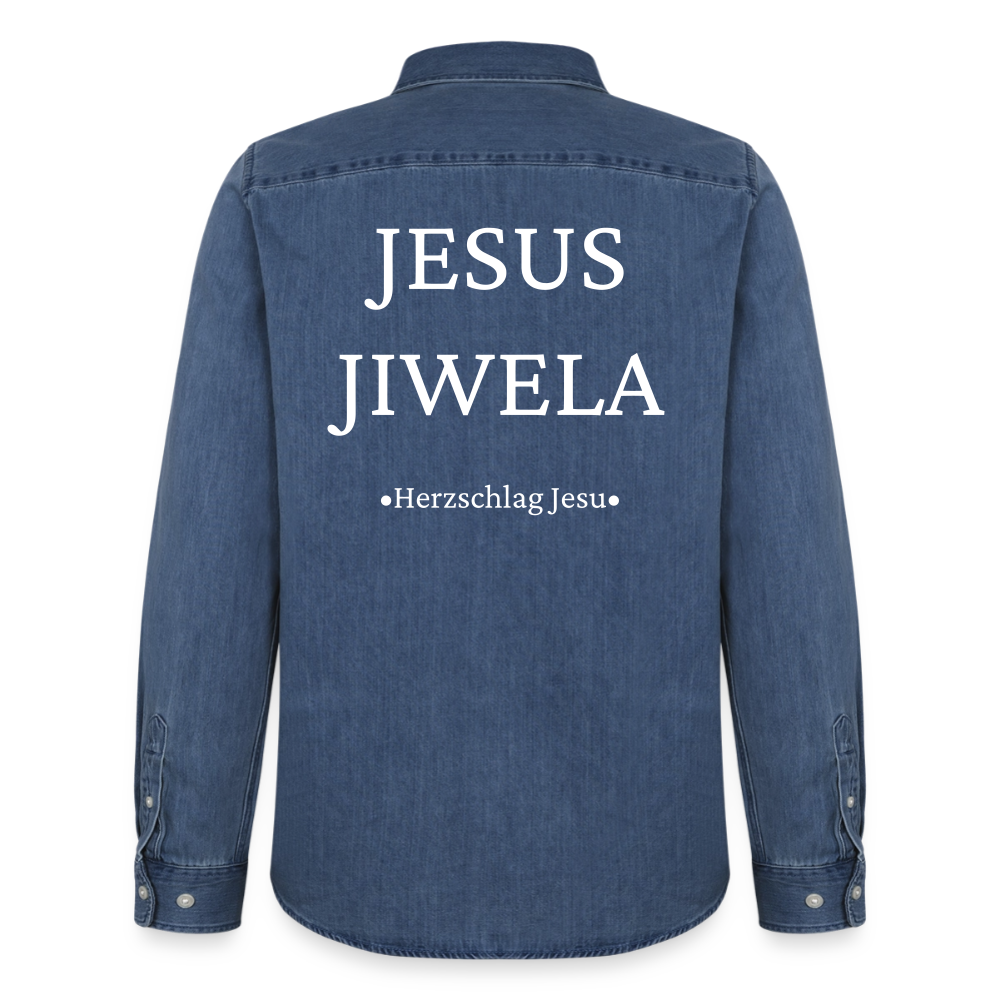 Männer Jeanshemd - Jesus Jiwela  - Romenes - verwaschenes Mittelblau 