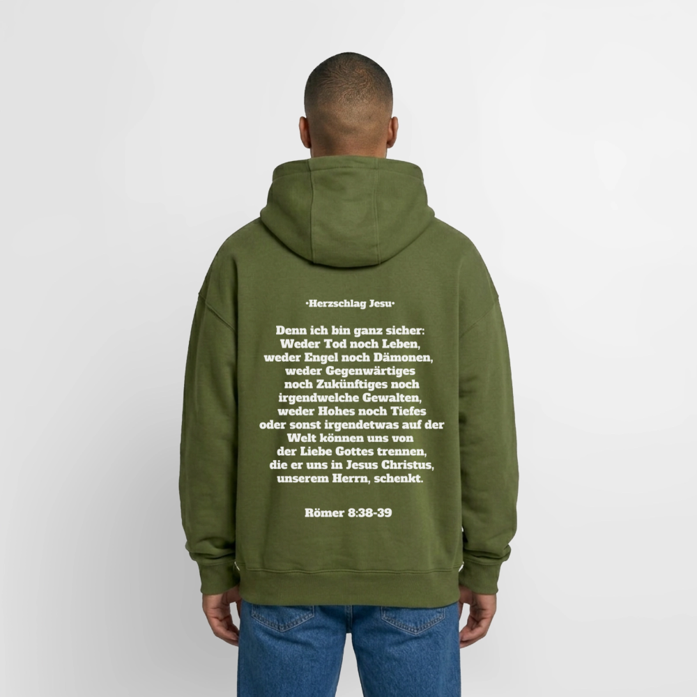 Oversized Heavyweight Kapuzenjacke - Römer 8:38-39 - Khaki