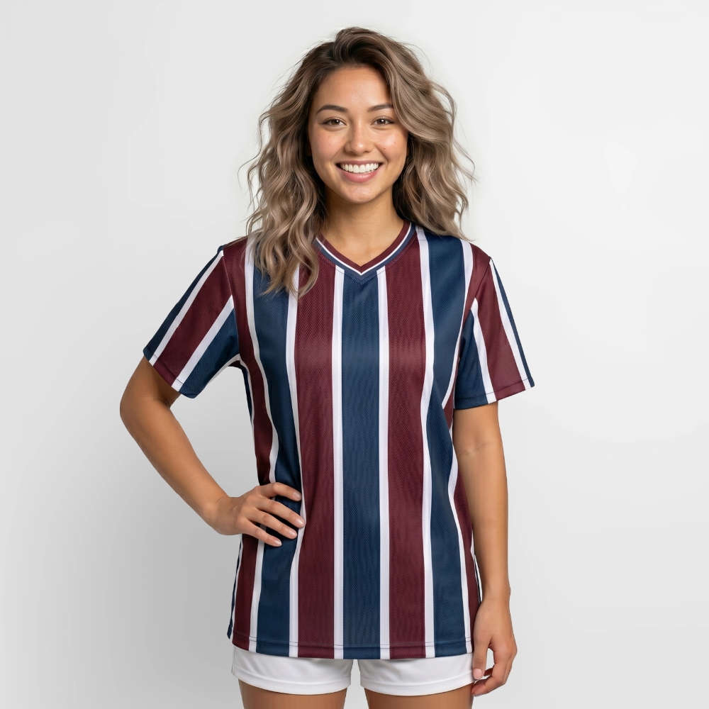 Unisex Football Style T-Shirt - Team Jesus - Bordeaux/Navy