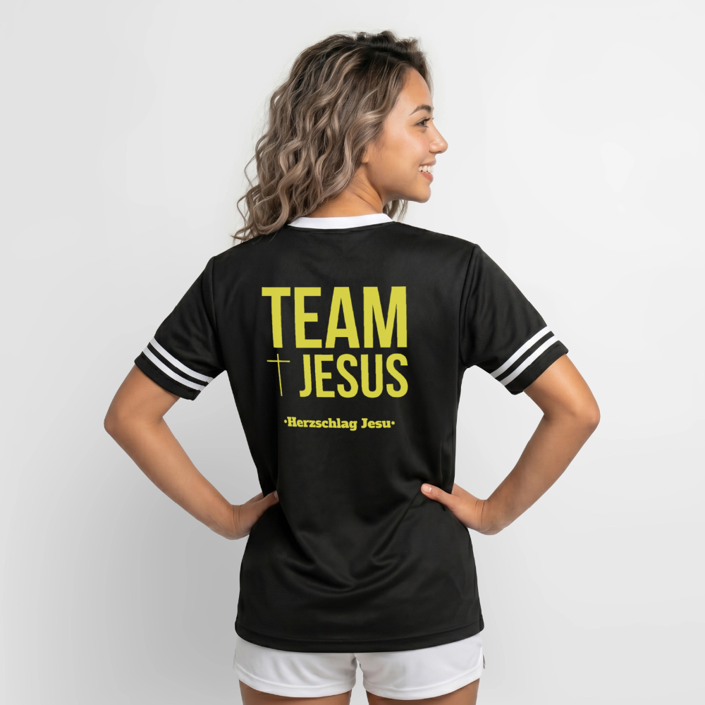 Unisex Football Style T-Shirt - Team Jesus - Schwarz/Weiß
