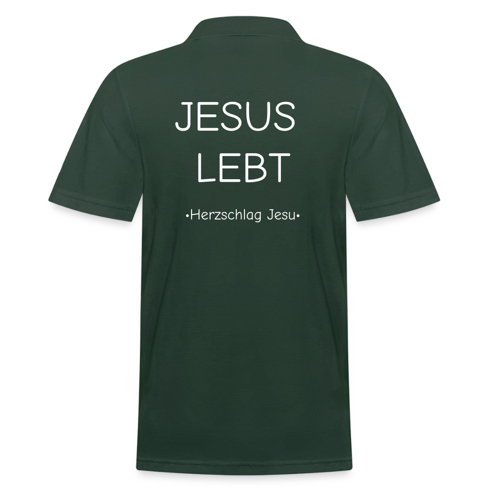 Männer Poloshirt - JESUS LEBT - Tannengrün