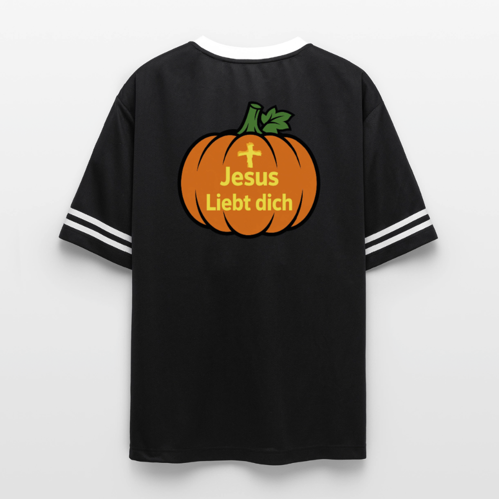 Football T-Shirt - Halloween Jesus Liebt dich Design - Schwarz/Weiß