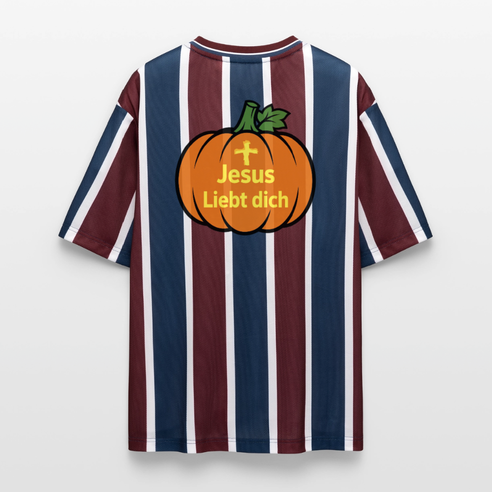 Football T-Shirt - Halloween Jesus Liebt dich Design - Bordeaux/Navy