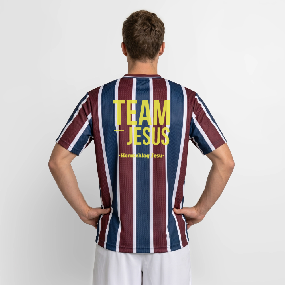 Unisex Football Style T-Shirt - Team Jesus - Bordeaux/Navy