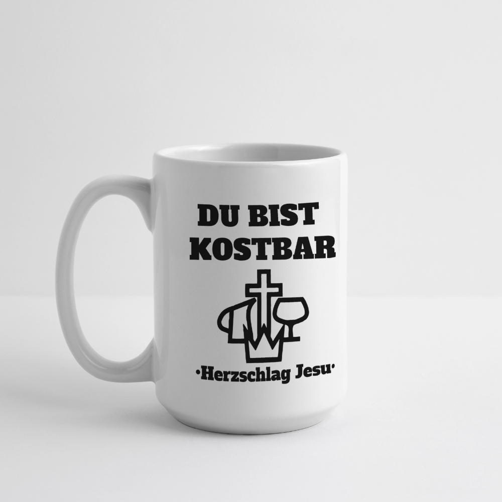 Große Panoramatasse 440 ml - Du bist Kostbar - Weiß