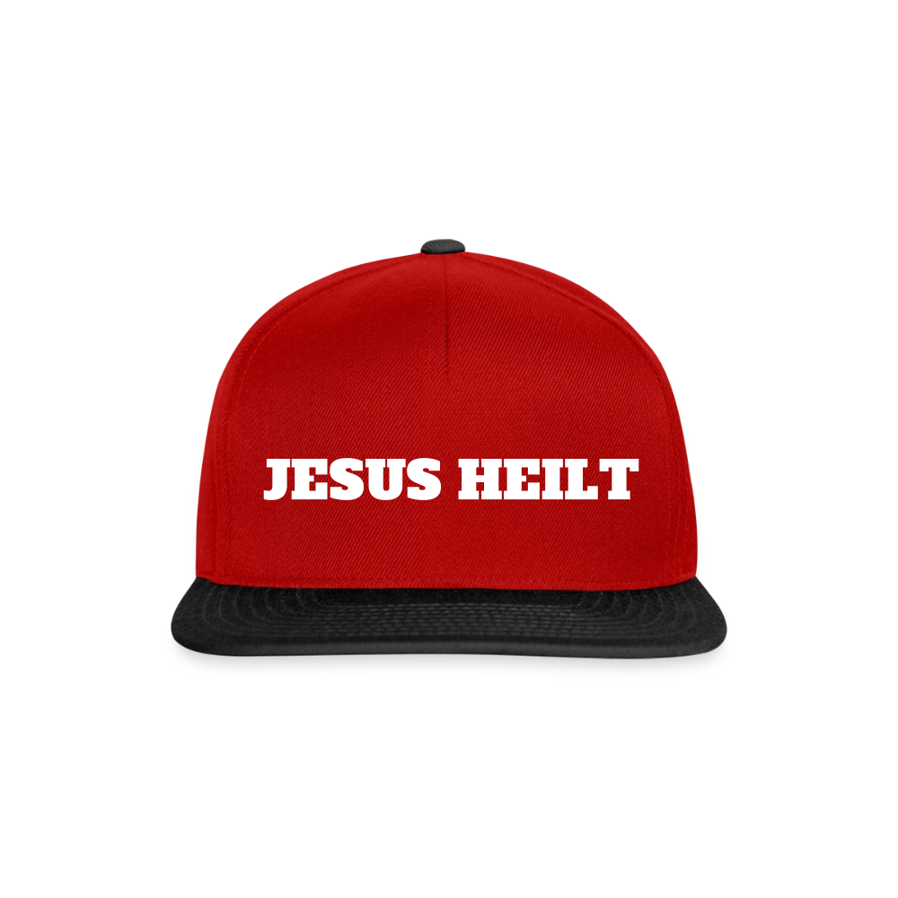 Snapback Cap - Jesus Heilt - Rot/Schwarz