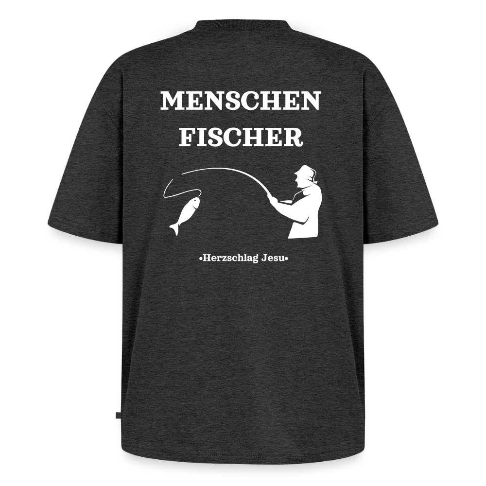Premium Oversized Bio T-Shirt - Menschen Fischer - Anthrazit meliert
