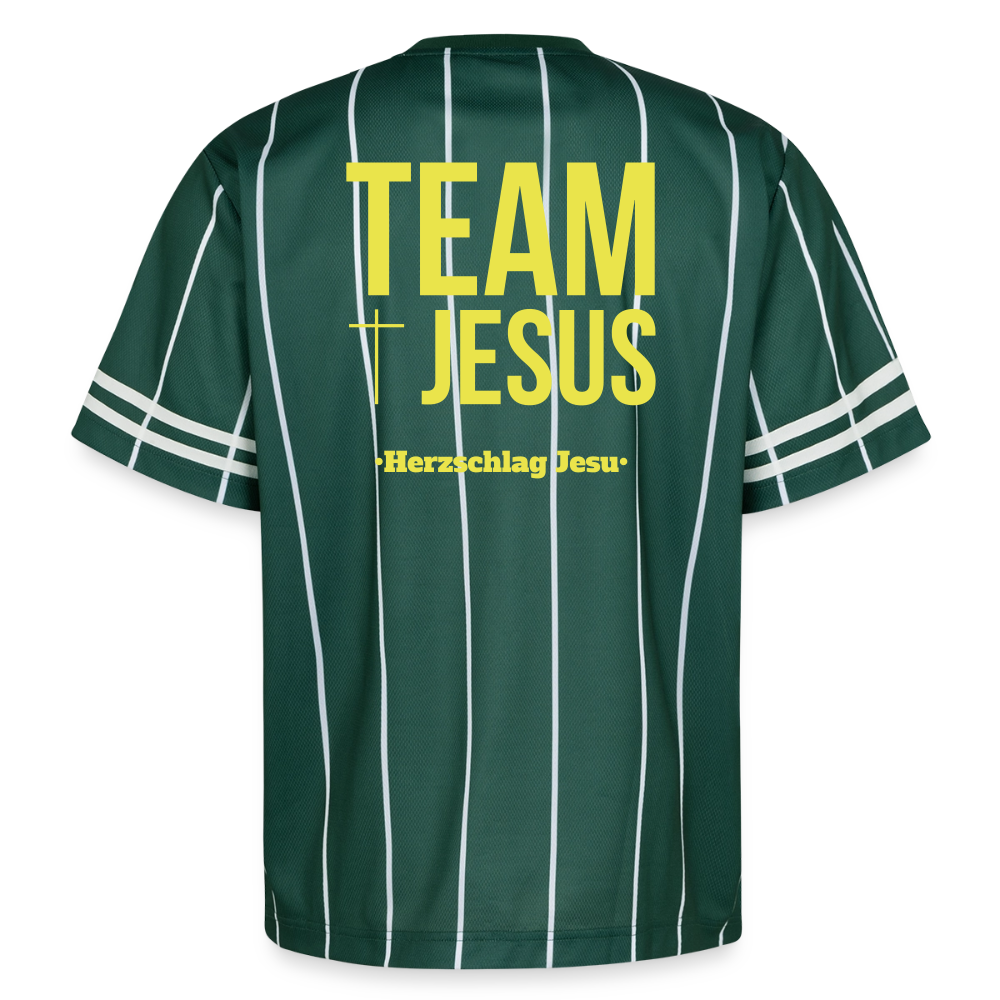 Unisex Football Style T-Shirt - Team Jesus - Dunkelgrün/Weiß