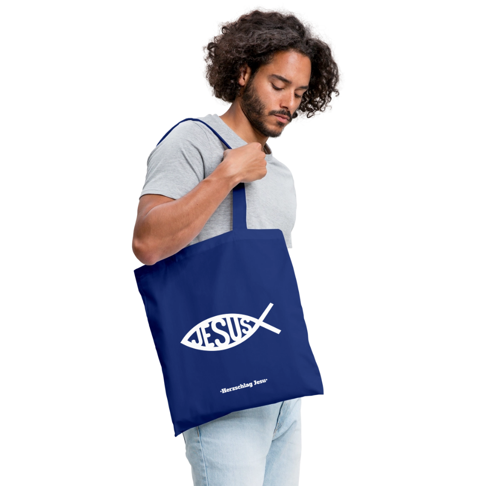 Stoffbeutel - Jesus Fisch Design - Royalblau