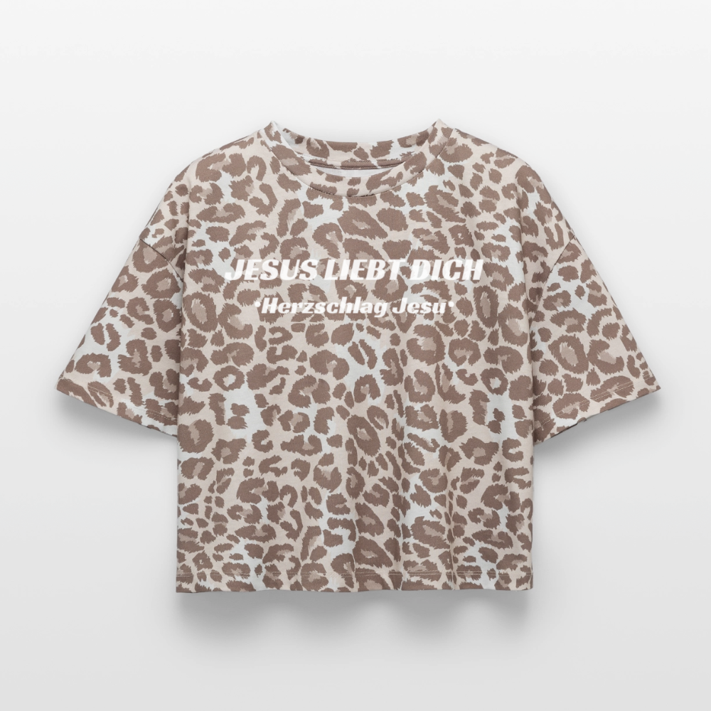 Boxy Leo Frauen T-Shirt - Jesus Liebt dich - Leopard print