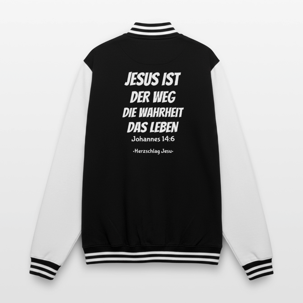 College-Sweatjacke - Johannes 14:6 Jesus ist der weg, die Wahrheit, das leben - Schwarz/Weiß