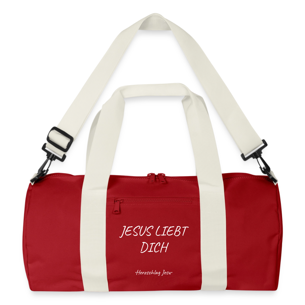 Reisetasche - Jesus liebt dich - Klassisches Rot/Offwhite