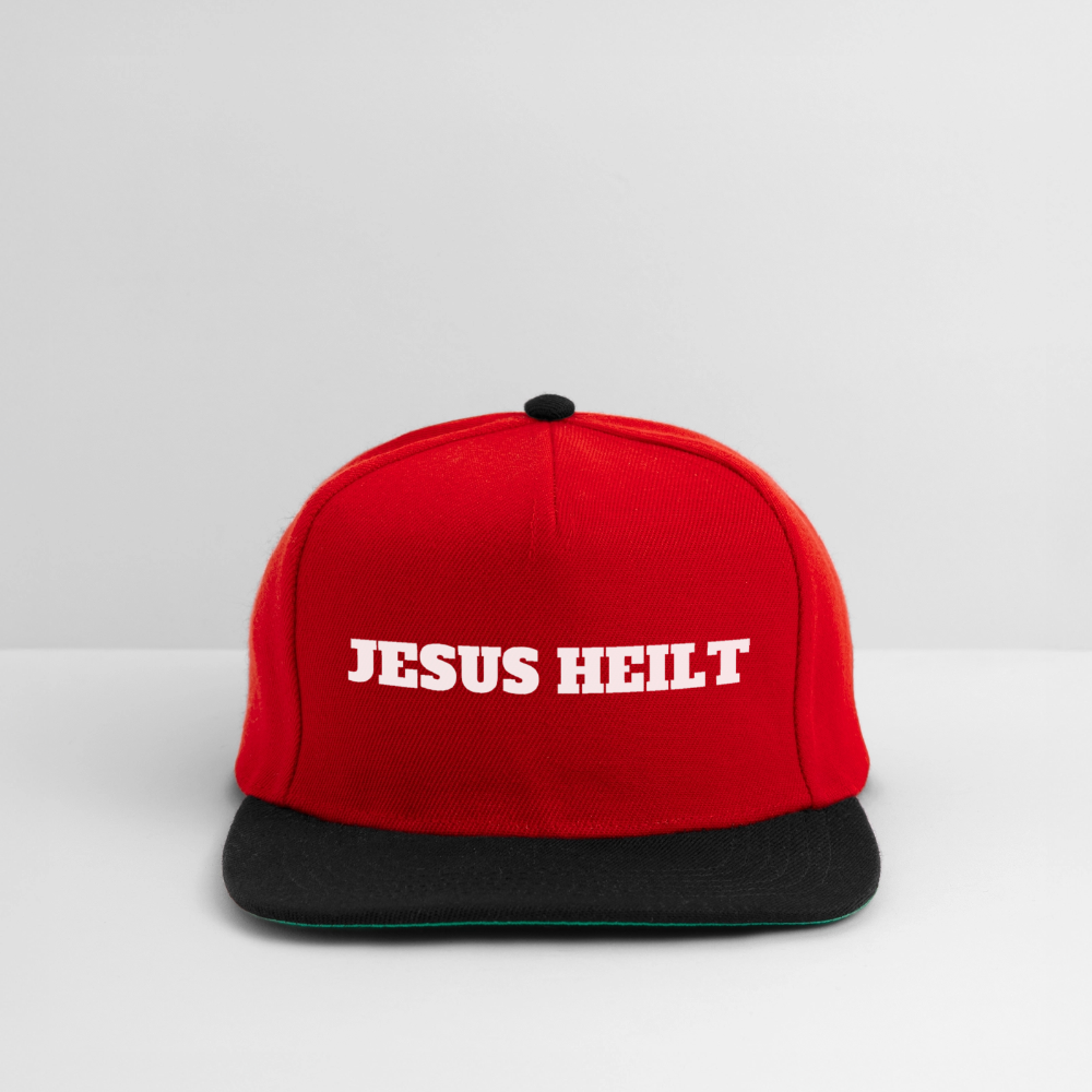 Snapback Cap - Jesus Heilt - Rot/Schwarz