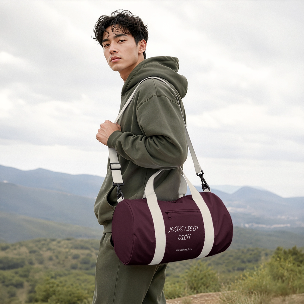 Reisetasche - Jesus liebt dich - Bordeaux/Offwhite