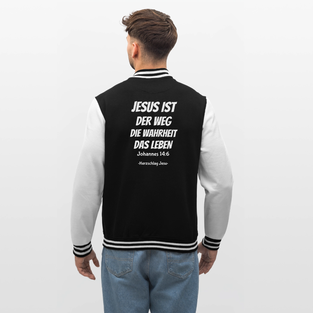 College-Sweatjacke - Johannes 14:6 Jesus ist der weg, die Wahrheit, das leben - Schwarz/Weiß