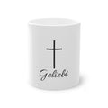 Christliche Tasse - Geliebt Spruch mit Kreuz
