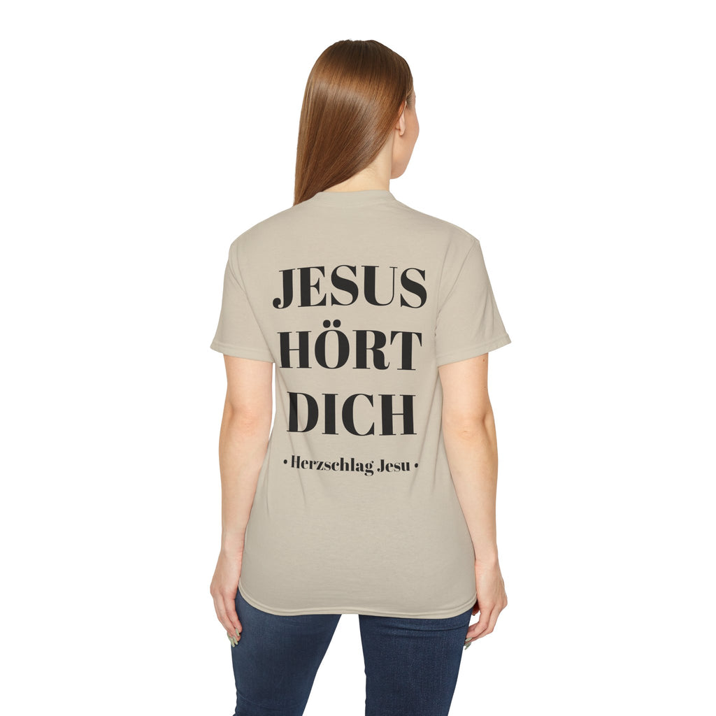 Jesus liebt dich vorne und Jesus hört dich hinten - Heavyweight T-Shirt