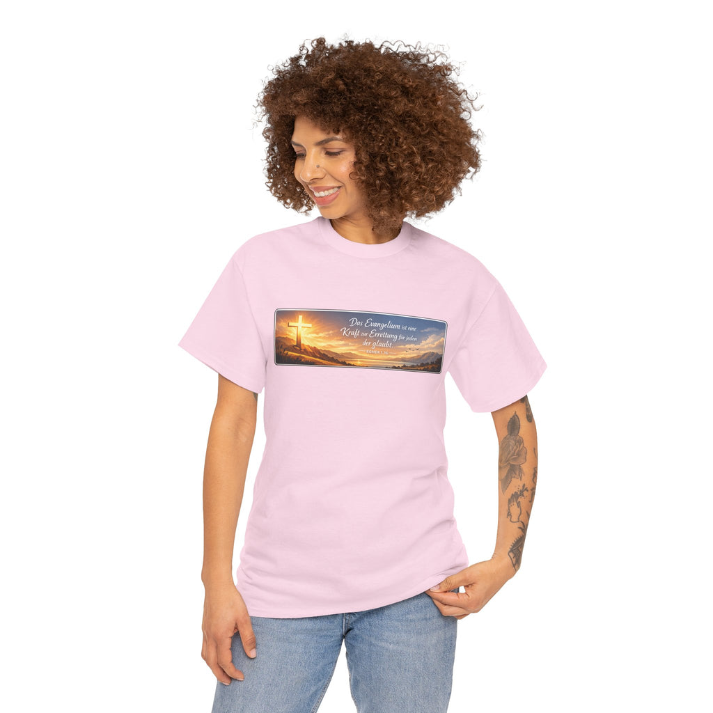 Römer 1:16 ,,Das Evangelium ist eine kraft zur Errettung für jeden der Glaubt,, Design T-Shirt