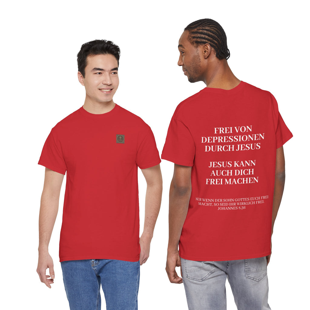 ,,Frei von Depressionen durch Jesus,, - Trage dein Zeugnis - T-Shirt