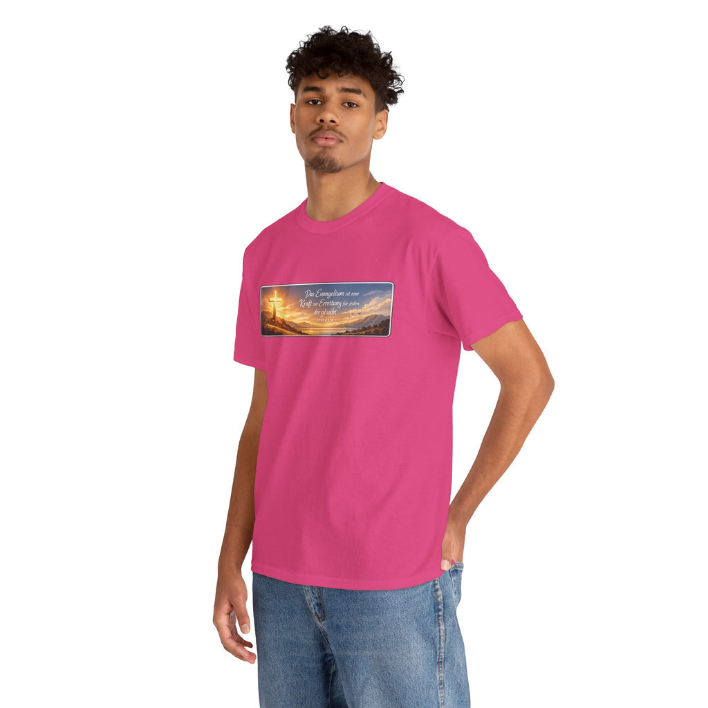 Römer 1:16 ,,Das Evangelium ist eine kraft zur Errettung für jeden der Glaubt,, Design T-Shirt