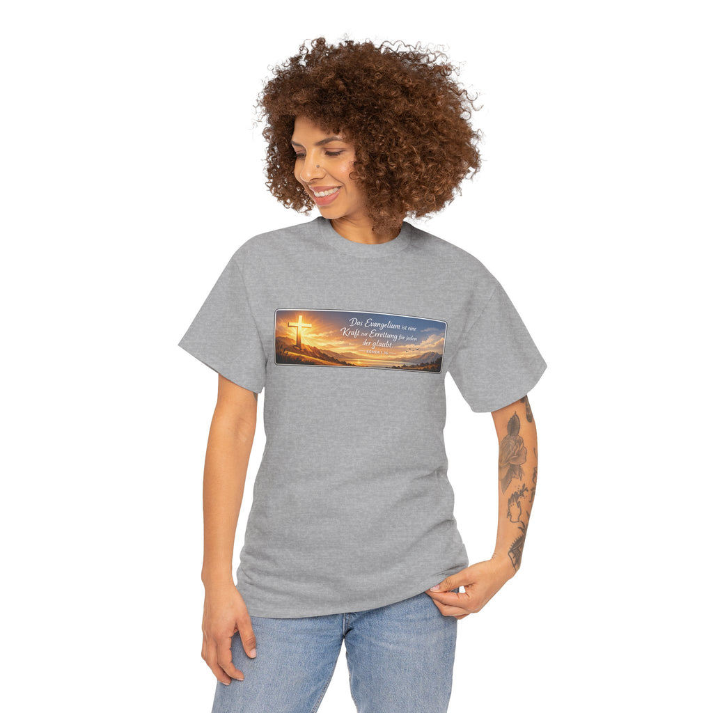 Römer 1:16 ,,Das Evangelium ist eine kraft zur Errettung für jeden der Glaubt,, Design T-Shirt