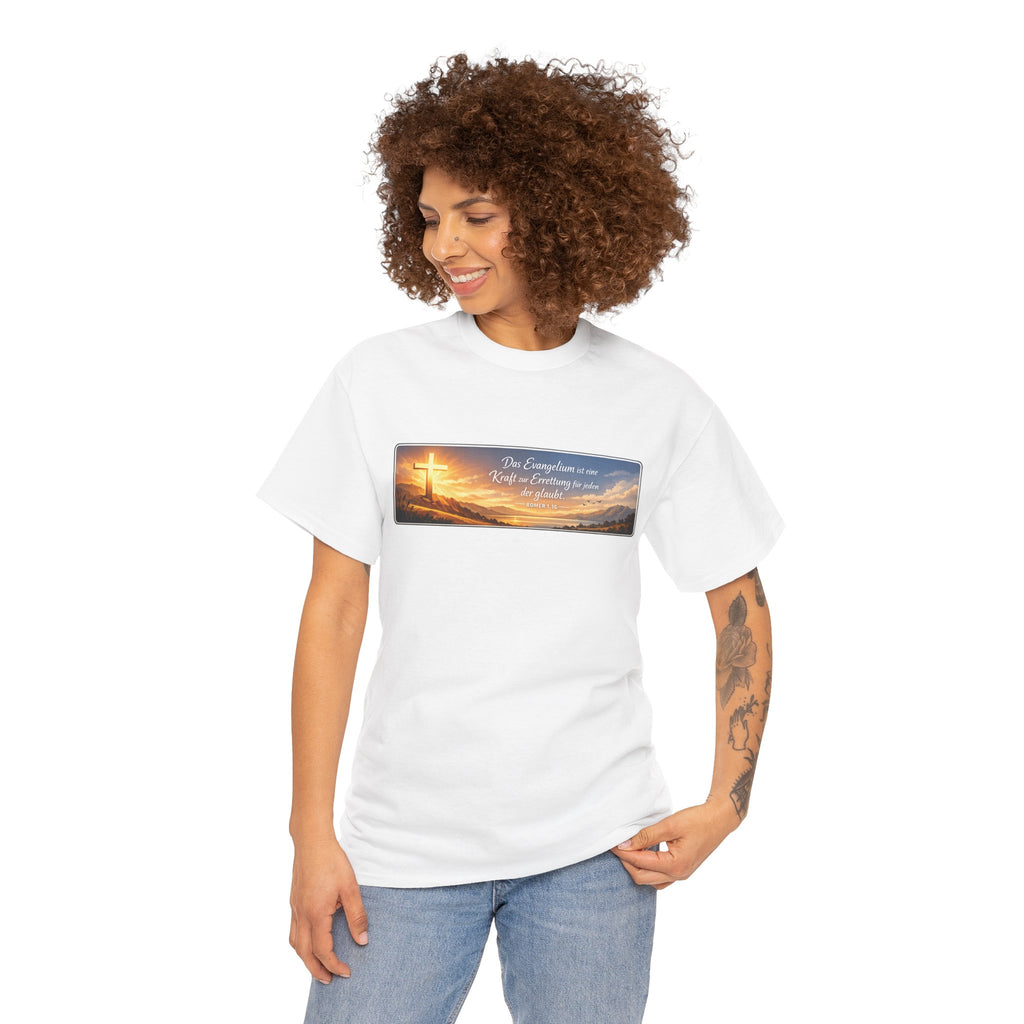 Römer 1:16 ,,Das Evangelium ist eine kraft zur Errettung für jeden der Glaubt,, Design T-Shirt