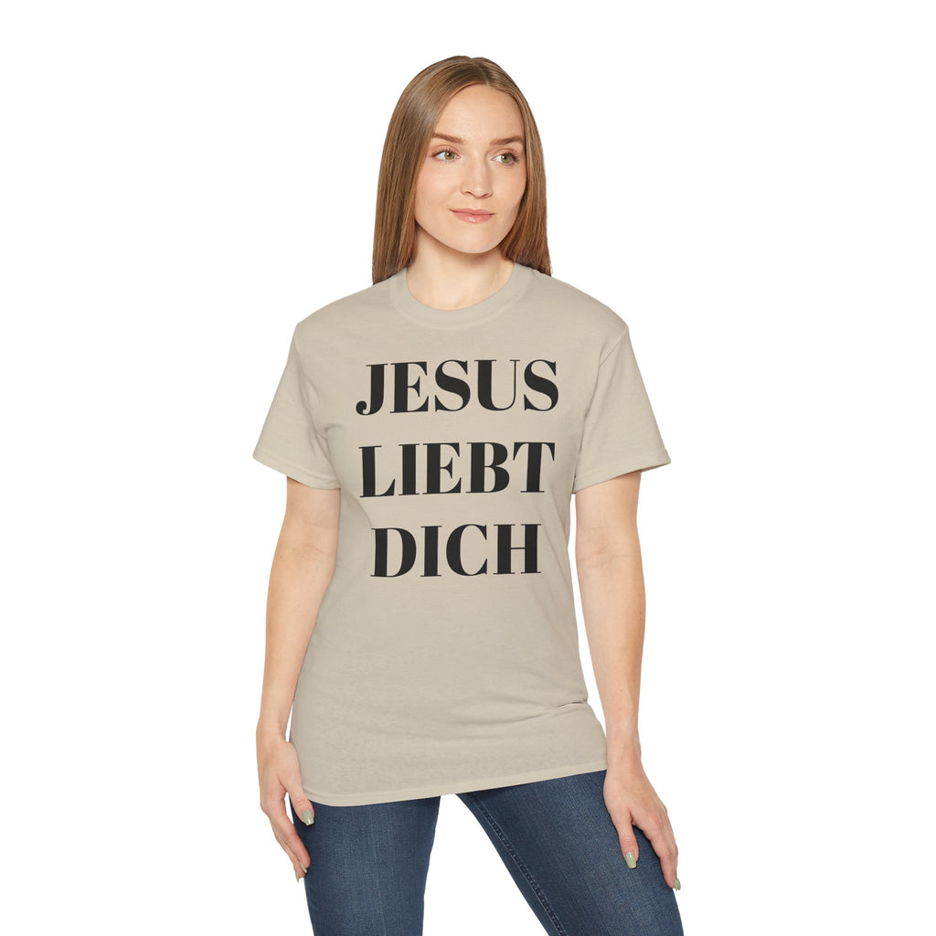 Jesus liebt dich vorne und Jesus hört dich hinten - Heavyweight T-Shirt