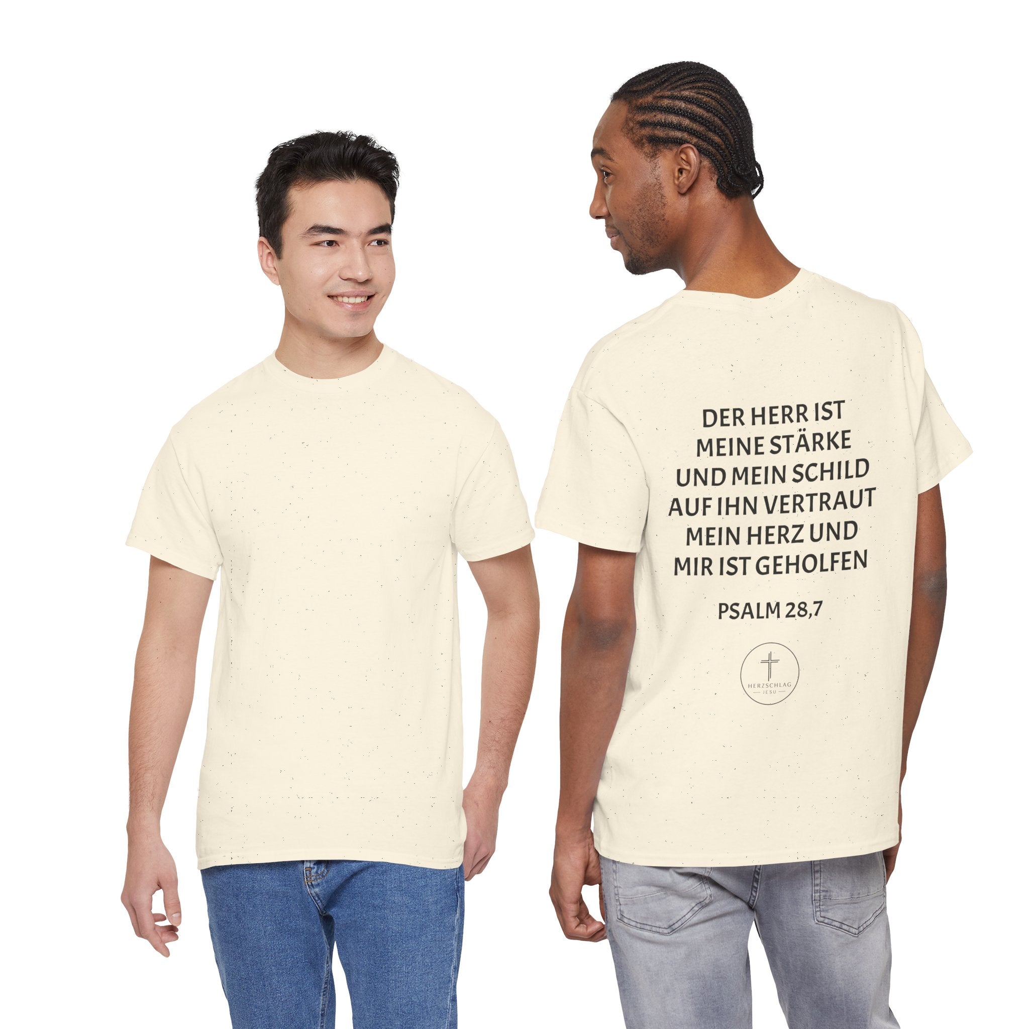 T-Shirt - Psalm 28:7 Der Herr ist meine Stärke und mein Schild auf ihn vertraut mein Herz und mir ist geholfen